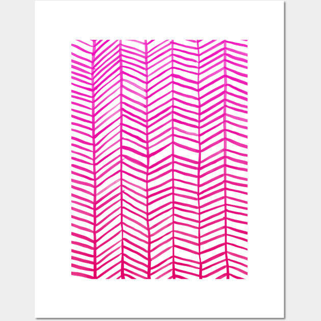 Herringbone Pink Wall Art by CatCoq